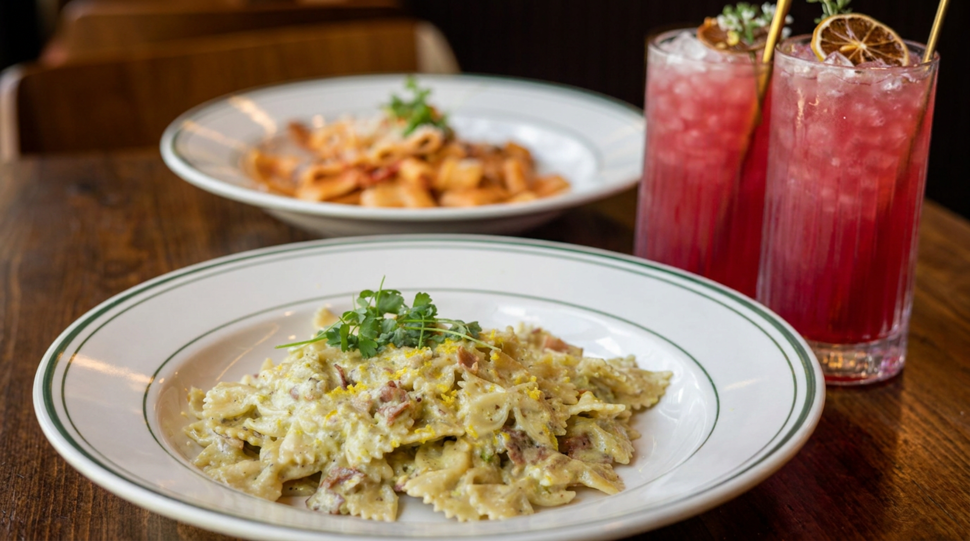Pasta, mains and drinks