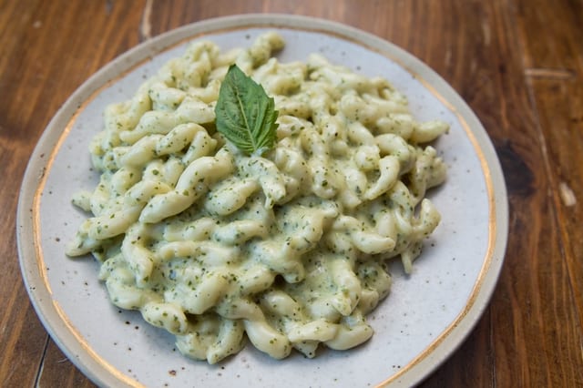 Bucatini with Pesto.